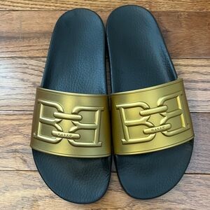 Bally Scotty Gold Rubber Mens Slipper Sz 8